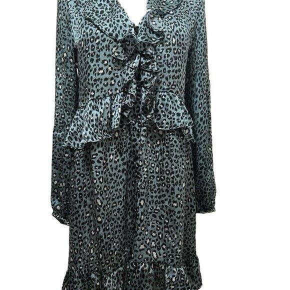 ✨Zara Teal Leopard Print Sz Small Dress✨ - Picture 10 of 11